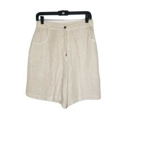 Kiko Cream High-Waist Linen Shorts